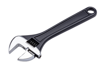 Obraz premium Adjustable Wrench, Black and Silver, Professional Tool, Mechanic Equipment on Transparent Background