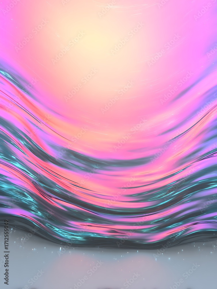 Poster abstract wave pattern with soft pastel colors and gradients creating dreamlike atmosphere in digital