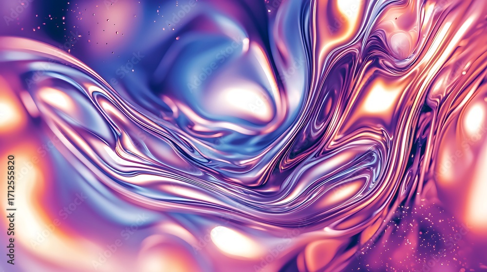 Poster abstract colorful swirl design with smooth flowing lines and soft glowing light reflections in purpl