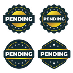 Pending Status Gold Badges and Seals. Vector Graphic Design Elements