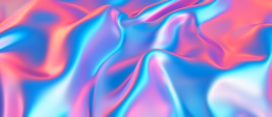 Naklejka premium Colorful Silk Fabric Draped Beautifully Creating Fluid Movement and Reflection in Soft Pastel Hues of Pink and Blue