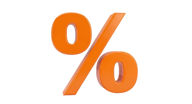 Isolated percentage sign rendering symbolizing business finance discount rate calculation symbol
