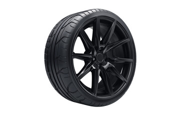 Fototapeta premium Black Alloy Wheel with Low Profile Tire on Transparent Background
