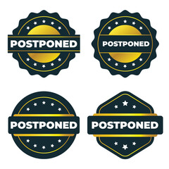Set of four Postponed grunge badges and labels. Vector illustration