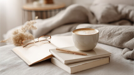 Enjoy a peaceful morning with a cup of coffee and a good book in a cozy setting.
