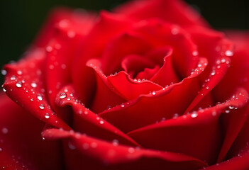 Red Rose with Dewdrops