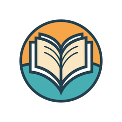 Minimalist open book icon logo for bookstores and reading services