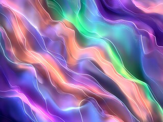 Colorful Abstract Background with Flowing Waves of Light in Vibrant Shades of Purple, Blue, Green, and Pink