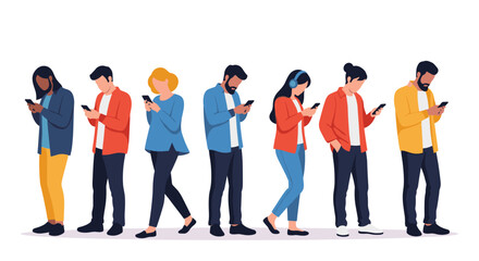Obraz premium People engrossed in their smartphones