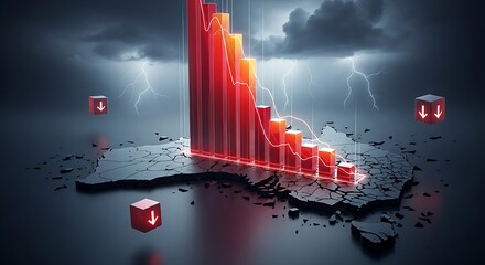 Economic Downturn - Bar Graph Depicting Financial Crisis and Recession.