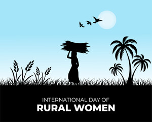 International Day of Rural Women. 15 October. Holiday concept. Template for background with banner, poster and card. Vector illustration.