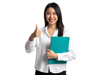 Happy Young Asian Woman Showing Approval Gesture PNG