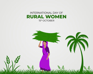 International Day of Rural Women. 15 October. Holiday concept. Template for background with banner, poster and card. Vector illustration.