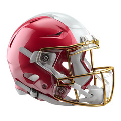 Fototapeta premium Red and White Football Helmet Gold Facemask