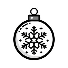 Fototapeta premium Christmas Ornament Illustration: A minimalist illustration of a Christmas ornament, adorned with a snowflake and sparkling details, perfect for holiday themes. 