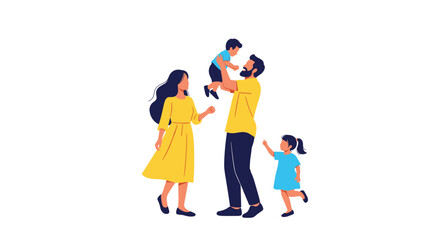 A happy family enjoying a sunny day outdoors.