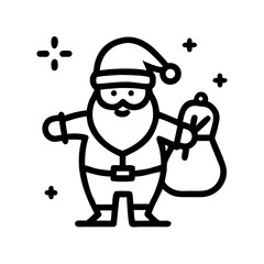 Santa Claus with Gifts in Hand: A charming graphic of Santa Claus, complete with a jovial grin and holding a filled sack of gifts, set against a festive backdrop.