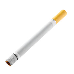 A partially smoked cigarette on black background