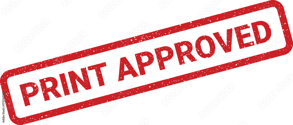 Poster distressed rectangular print approved stamp for document validation or quality control use