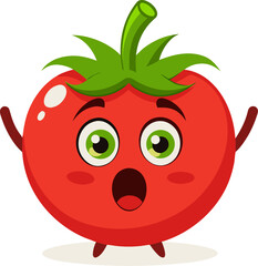 Obraz premium Tomato surprised with wide eyes and open mouth icon