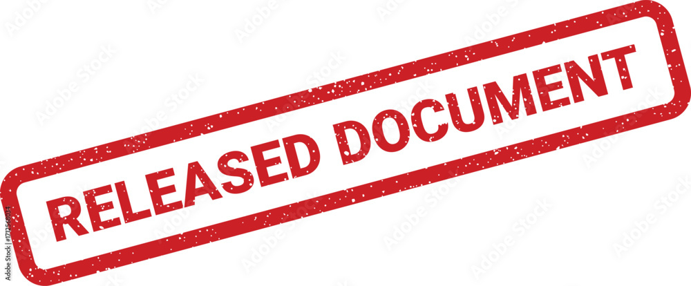 Poster distressed rectangular stamp with the phrase released document across the image