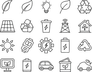 Clean energy solutions vector set for eco friendly living and sustainable technology initiatives