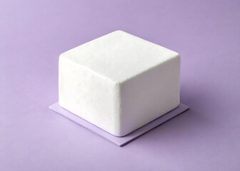 Premium matte white cube on pastel lavender background