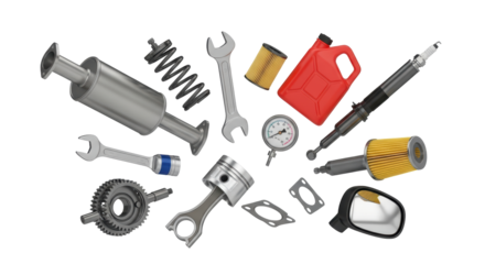 Isolated auto parts and car service equipment for maintenance or repair; vehicle spares