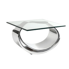 Stylish Modern Chrome Coffee Table with Elegant Curvature