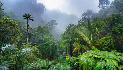experience the soothing sound of rain in a vibrant rainforest timelapse background rainforest raining background