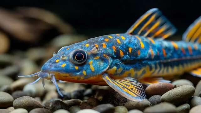 Exotic spotted fish in shallow freshwater

