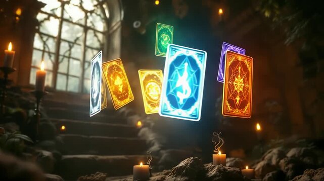 Magical Floating Tarot Cards in a Beautiful Enchanted Setting