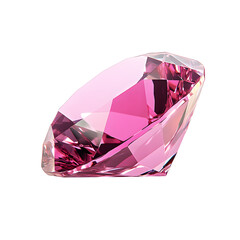 Exquisite Pink Gemstone with Diamond Shape Isolated on White Background