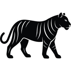 walking tiger silhouette   side profile  simple li