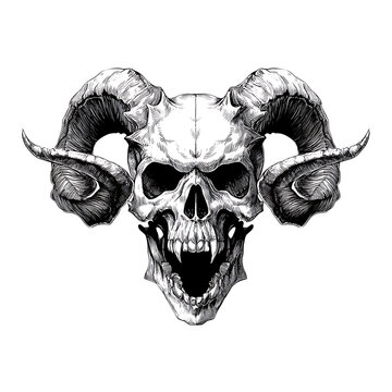 UN TESCHIO CON LE CORNA TATUAGGIO 