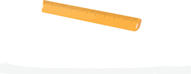 Bright yellow plastic ruler for precise measurement and drawing straight lines, an essential educational and office tool on a clean white background