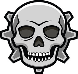 Obraz premium Grey Skull Gear Logo Design