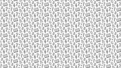 Seamless education pattern background with abc books music notes and question marks design