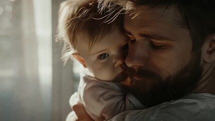 A man cradling a baby in his arms, a heartwarming moment of fatherly love and care