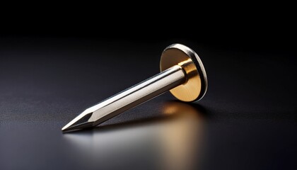 polished metal nail with distinctive head