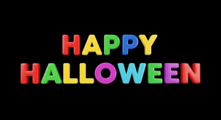 Happy halloween colorful letters on black background
