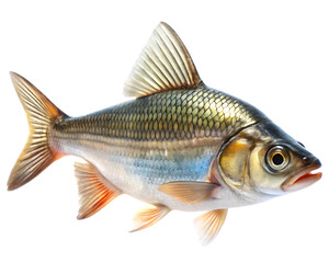 Obraz premium Close-up of fish isolated on white background ,PNG. AI Generated.