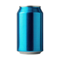 Blue metallic soda can isolated on transparent background