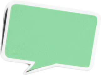 Speech bubble green paper cutout sticker blank message chat icon isolated transparency background texture template copyspace communication dialogue text label sign shape flat minimal design graphic