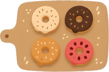 Obraz premium 계피설탕도넛_나무도마위_수제간식