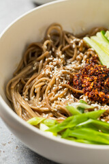Cold Homemade Asian Japanese Sesame Noodles