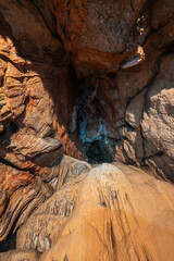 Limestone formations inside cave