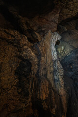 Limestone formations inside cave