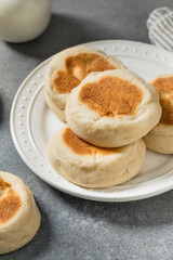 Homemade English Muffins on a Plate