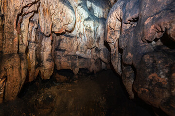 Limestone formations inside cave